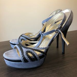 Napoleoni Blue Suede Stilettos
